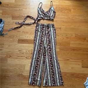 floral two piece crop top